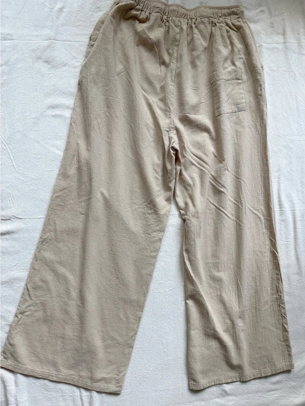 Relaxed Wide-Leg Cargo Pants in Light Beige